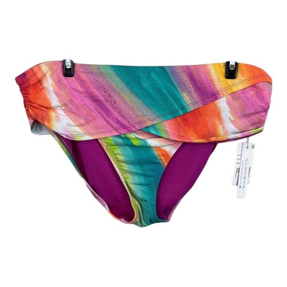 Bleu Rod Beattie NWT Multi Brushstroke Front Band Colorful Bikini Bottom Size 14 - Picture 16 of 16